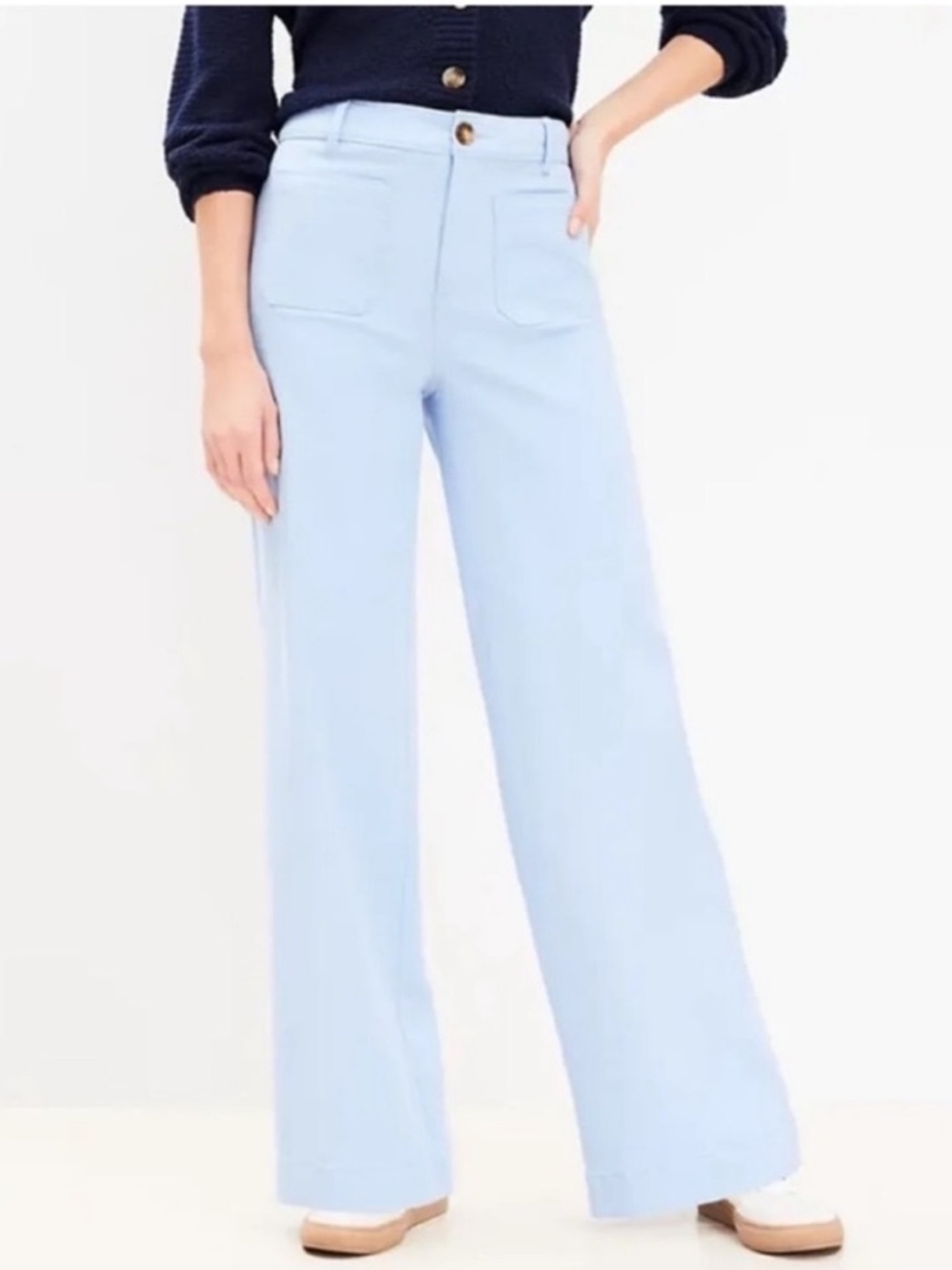 LOFT Baby Blue High-Rise Wide Leg Trousers